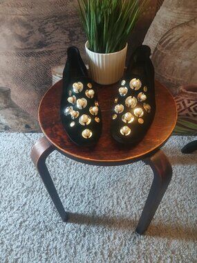 MERCEDES CASTILLO black velvety studded shoes Size 8